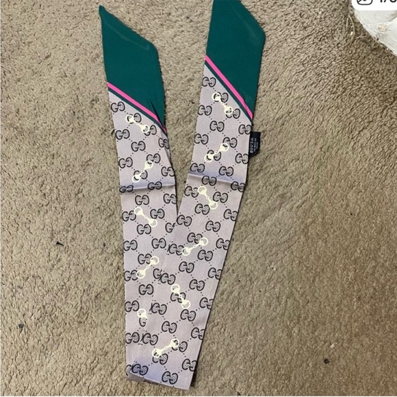 Gucci Beige and Black Silk Scarf/Twilly - Picture 1 of 2